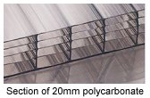 Section of 20mm polycarbonate