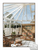White Painted Hardwood Conservatory with Glass Roof - Internal View